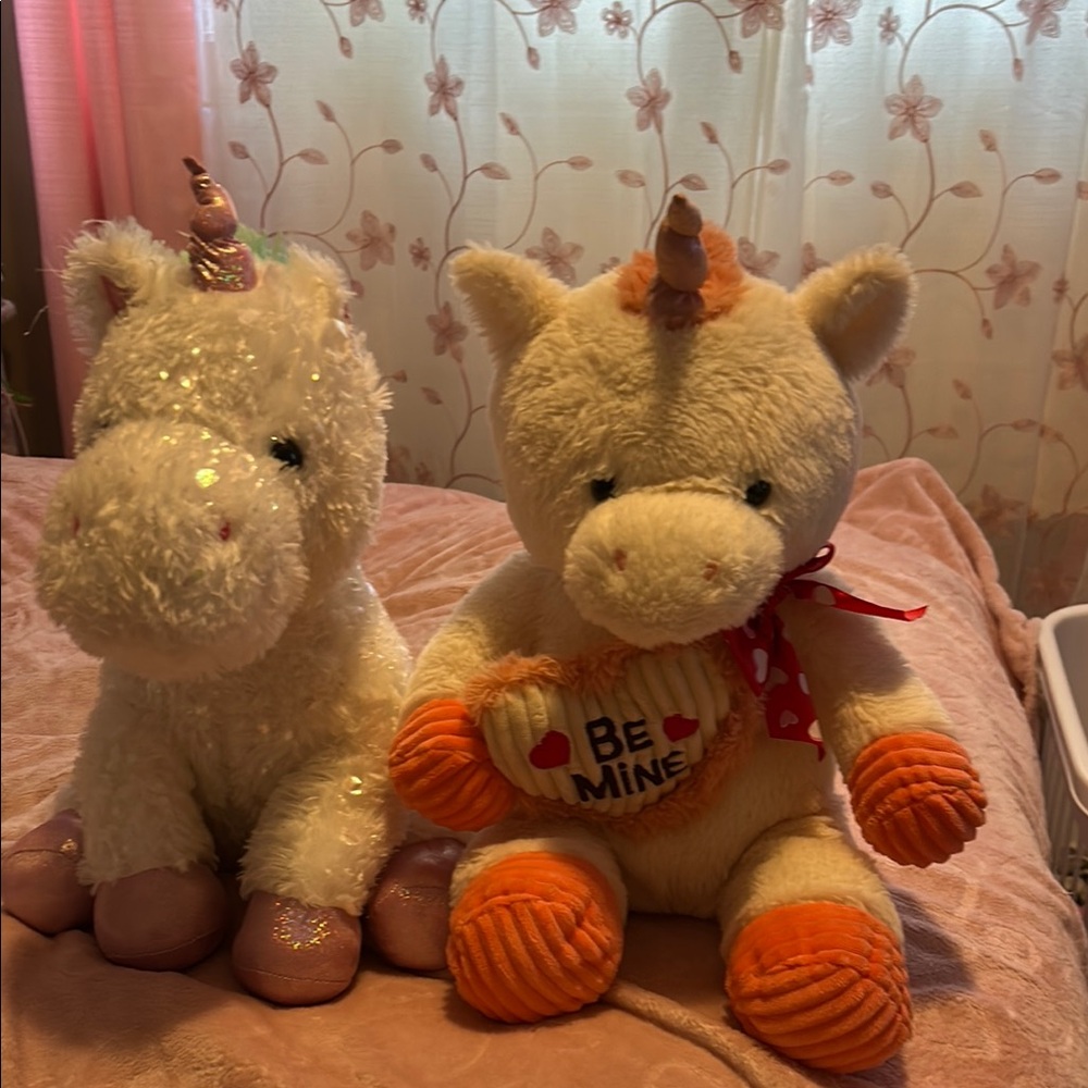 Plush Unicorn Toy Set - Cream and Orange